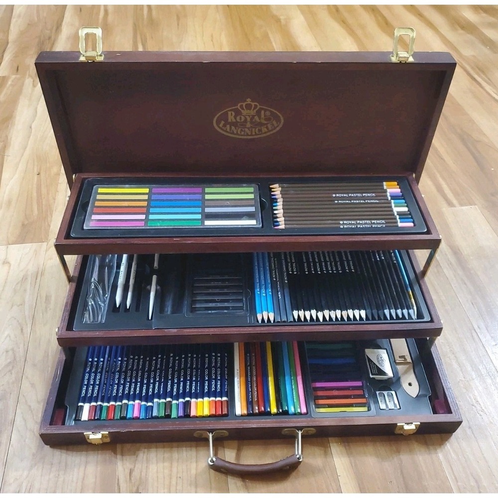 Deluxe Sketching Drawing Set Royal Langnickel Pastels Pencils With Case